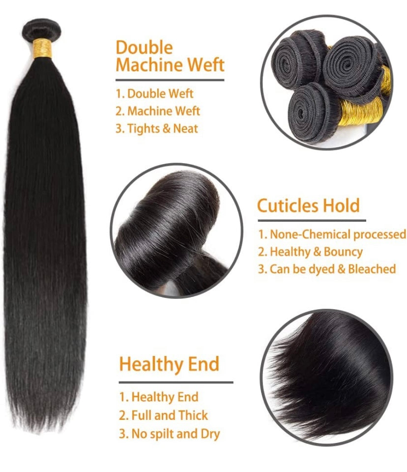 Three Straight Virgin Hair Bundles